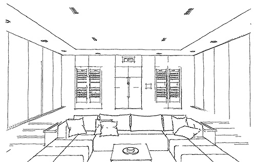 Heimkino Design-Skizze